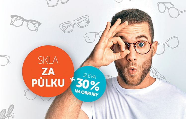 Brýlová skla za půlku a obruby s 30% slevou